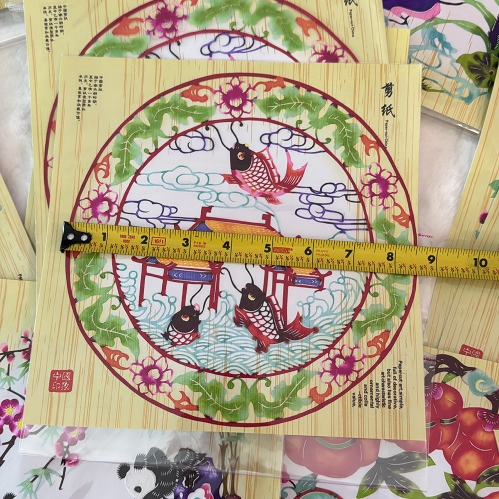 Chinese Paper Cuts Traditional Folk Art Decor, 18 Vibrant Pieces- sizes 8”-9” - Picture 7 of 13